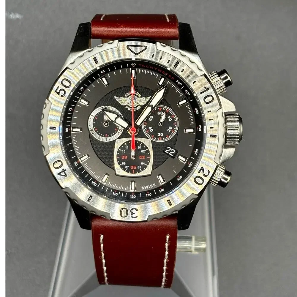 Zentler Freres Rodan ZF-15067 Swiss Chronograph Sapphire Leather 45mm Watch